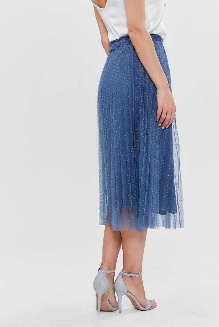Легкая синяя юбка миди с сеткой от Liqui