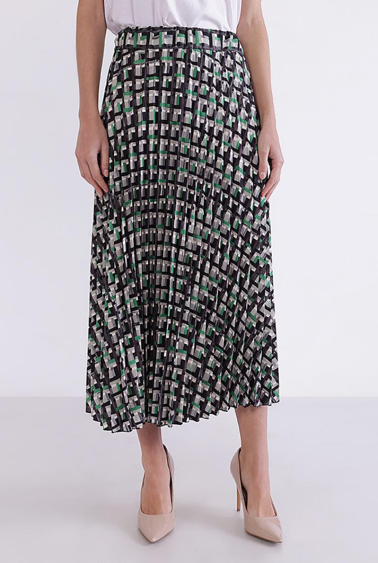 Плиссированная юбка с зеленым принтом Coolples Moda