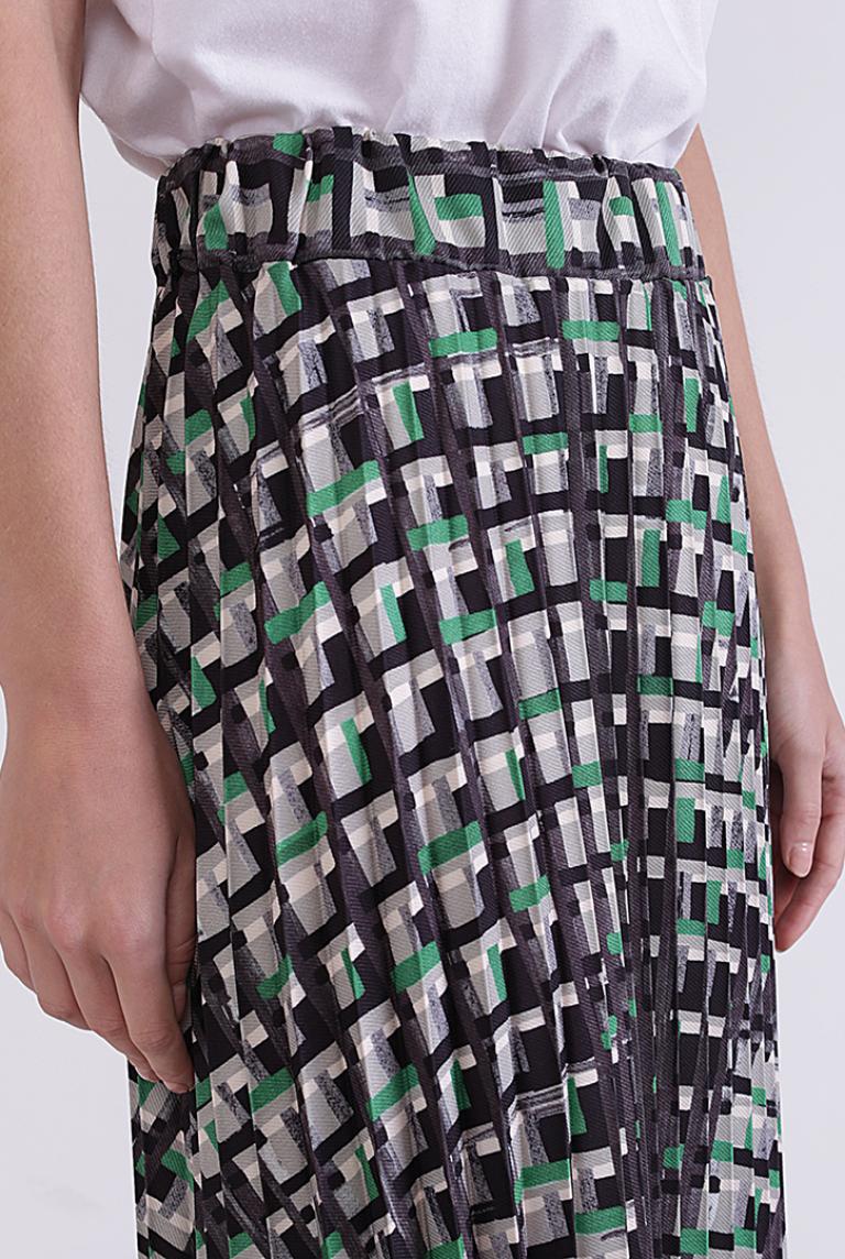 Плиссированная юбка с зеленым принтом Coolples Moda