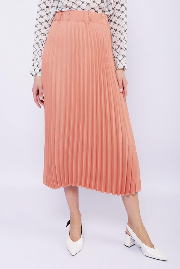 Плиссированная юбка Coolples Moda кирпичного цвета