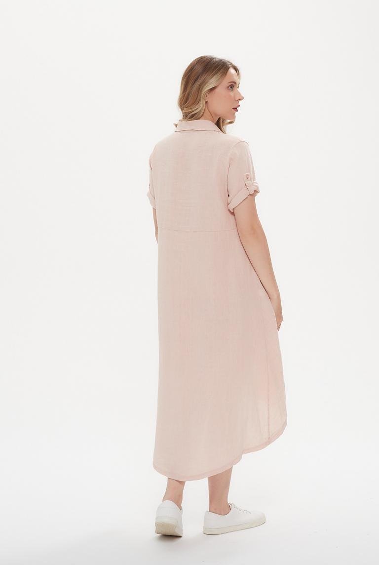 Удлиненное платье-рубашка розового цвета от Acqua&Limone