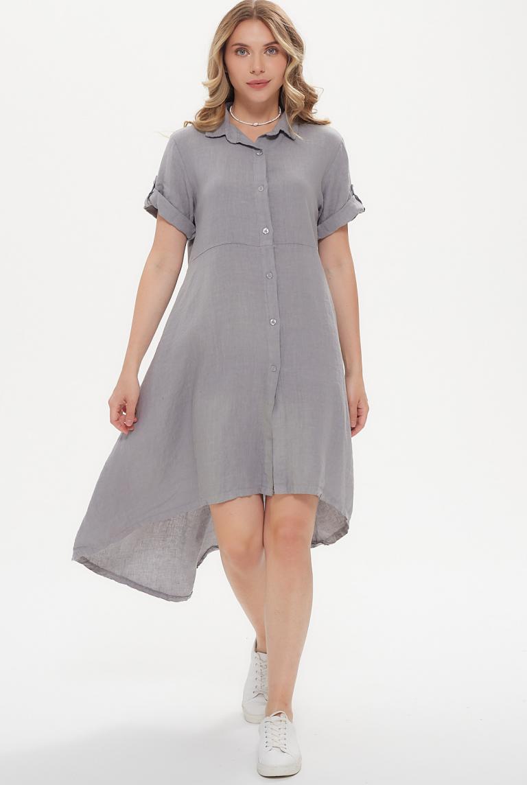 Удлиненное платье-рубашка серого цвета от Acqua&Limone
