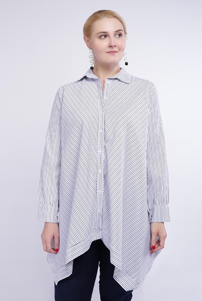Асимметричная рубашка-туника Stella Milani в полоску