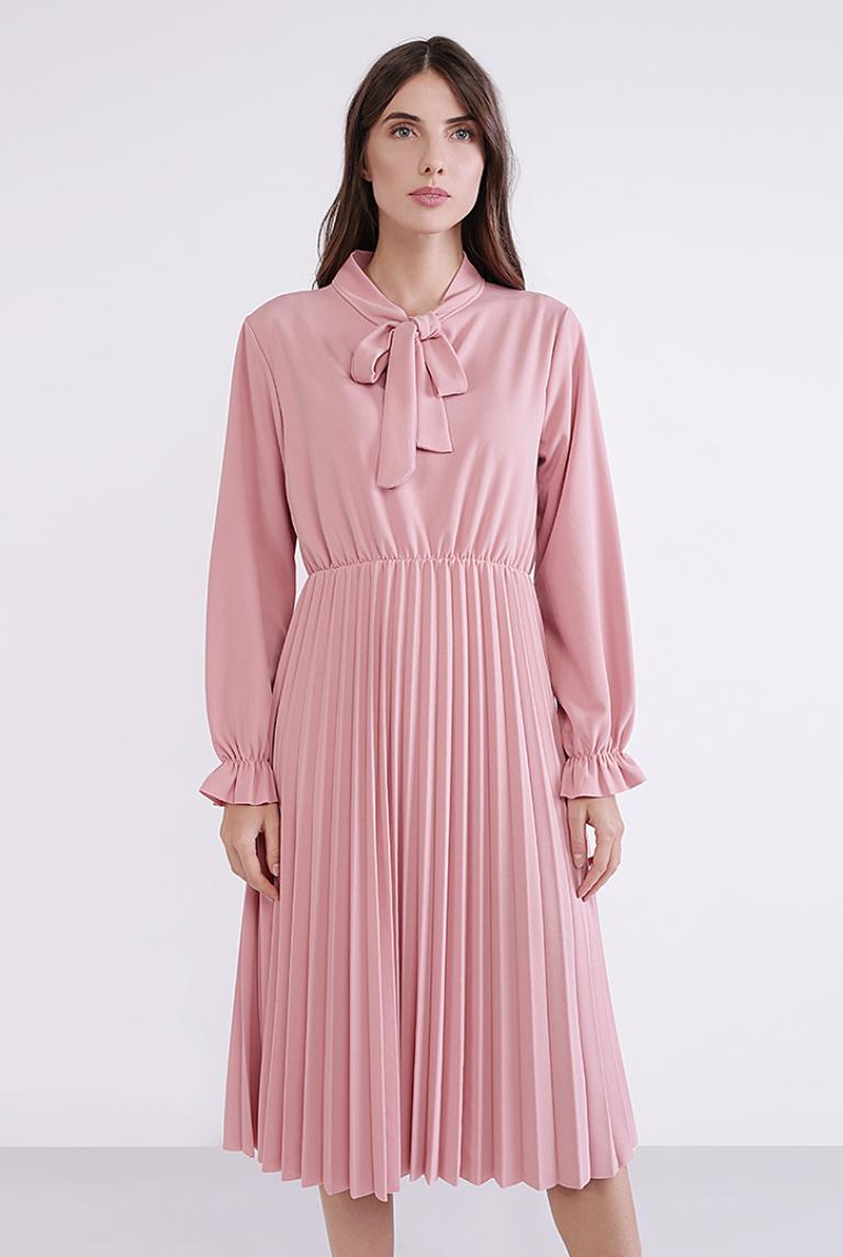 Платье с плиссированной юбкой Coolples Moda розовый