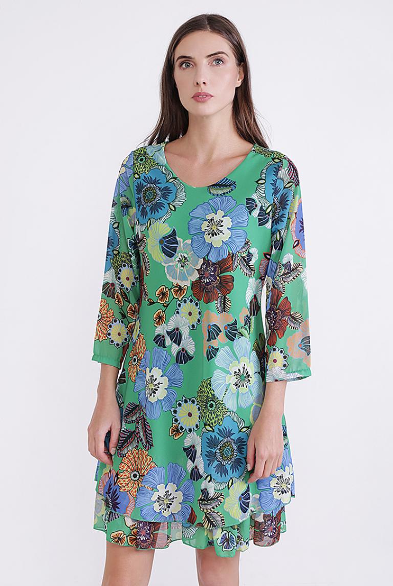 Зеленое платье с цветочным принтом от Coolples Moda 