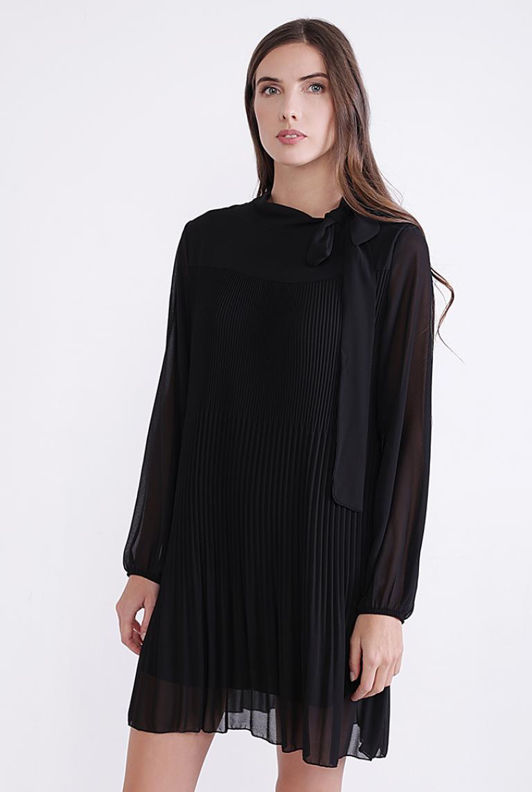 Короткое плиссированное платье Coolples Moda черное