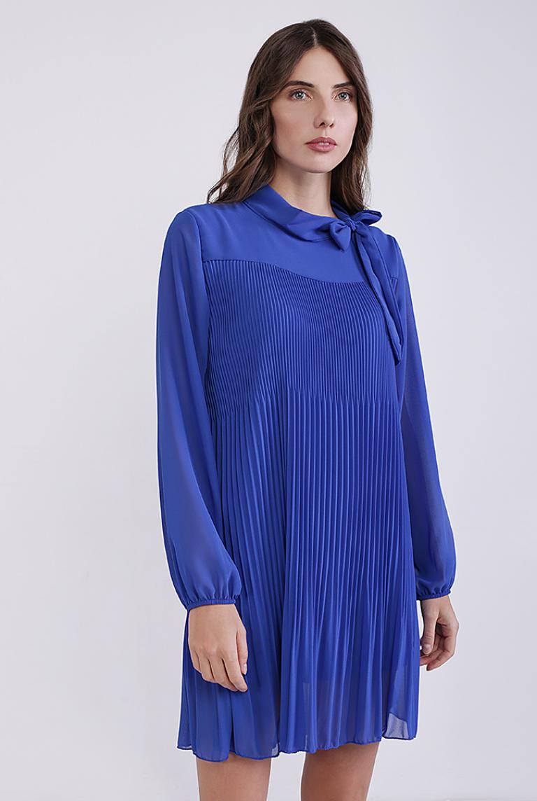 Короткое плиссированное платье Coolples Moda синее