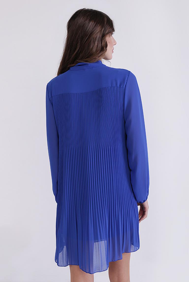 Короткое плиссированное платье Coolples Moda синее