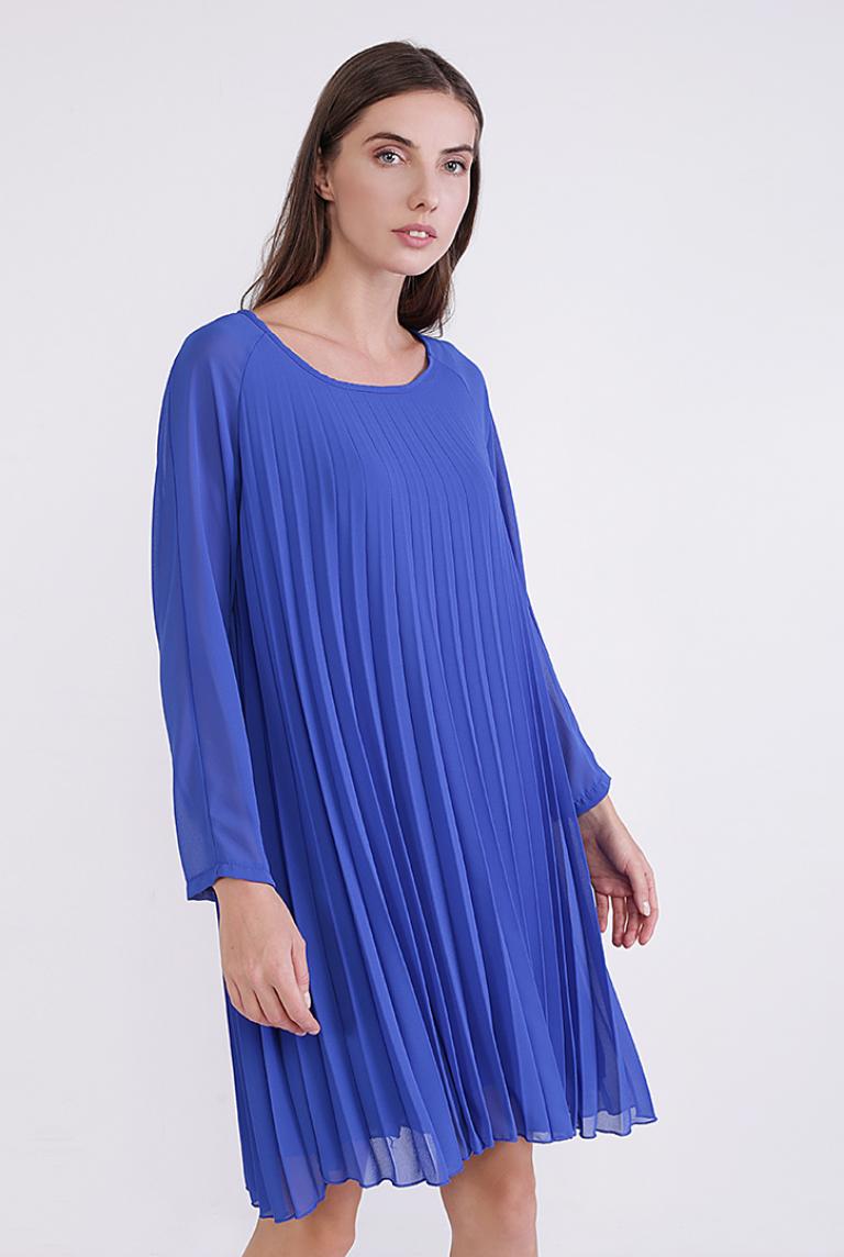 Плиссированное короткое синее платье от Coolples Moda