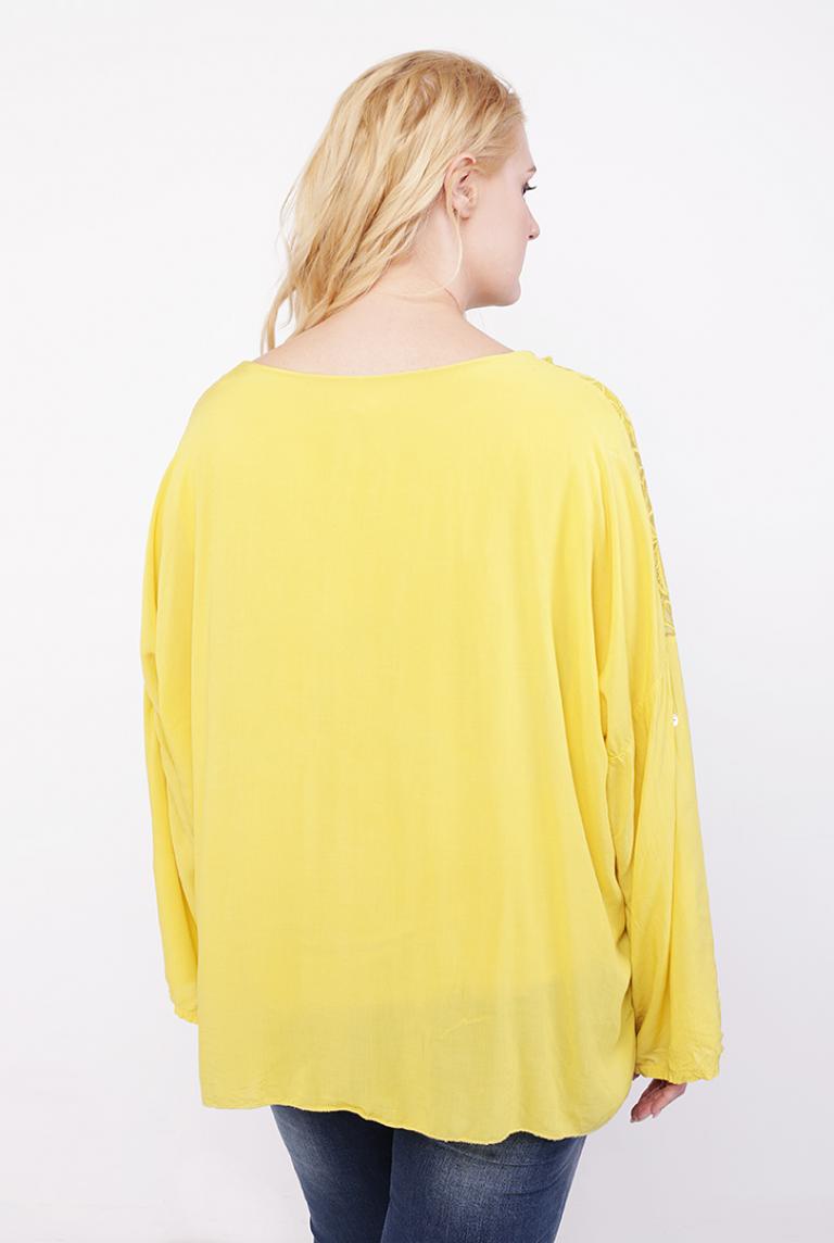 Шелковая желтая блуза от New Grinta с принтом