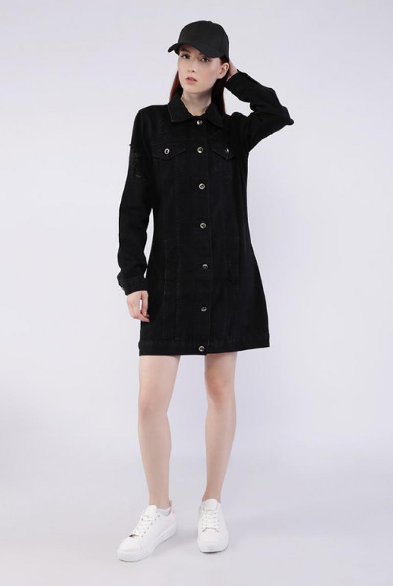 Джинсовая куртка-платье Miss Two черная