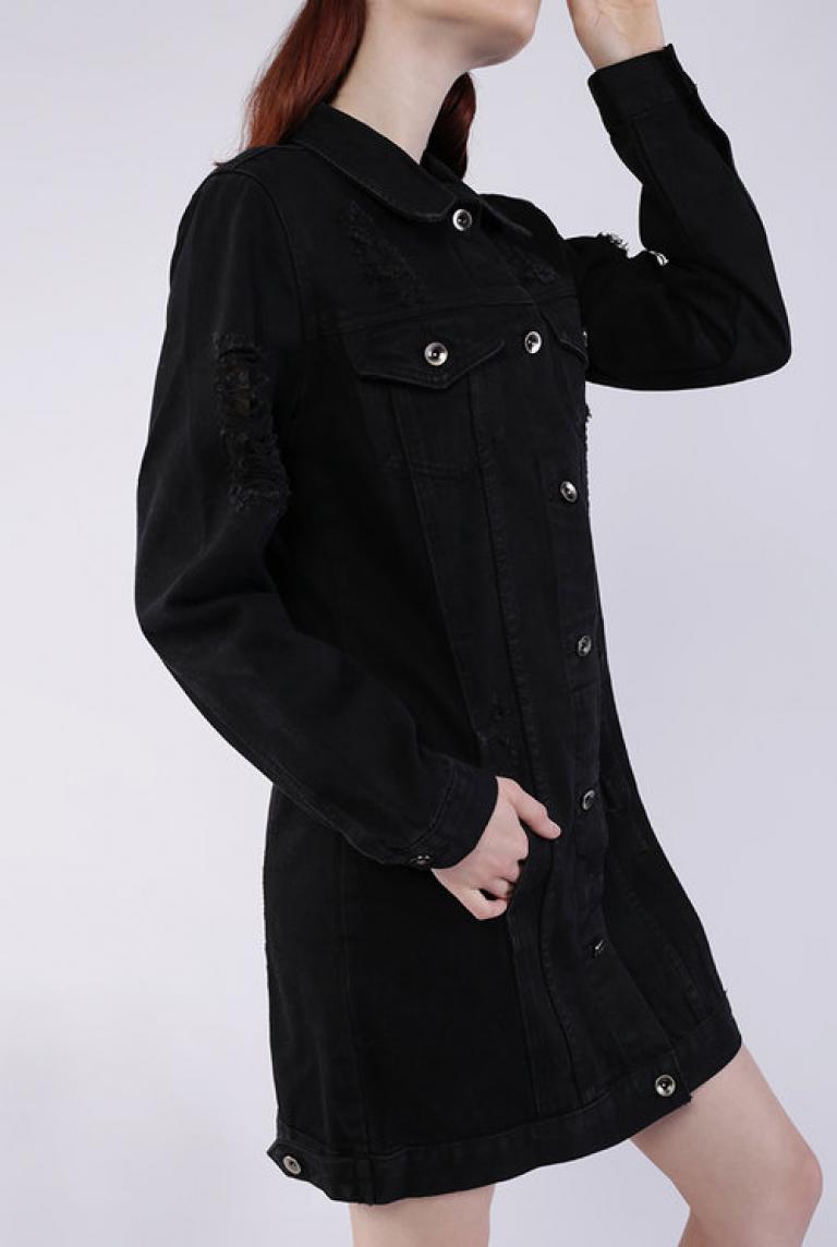 Джинсовая куртка-платье Miss Two черная