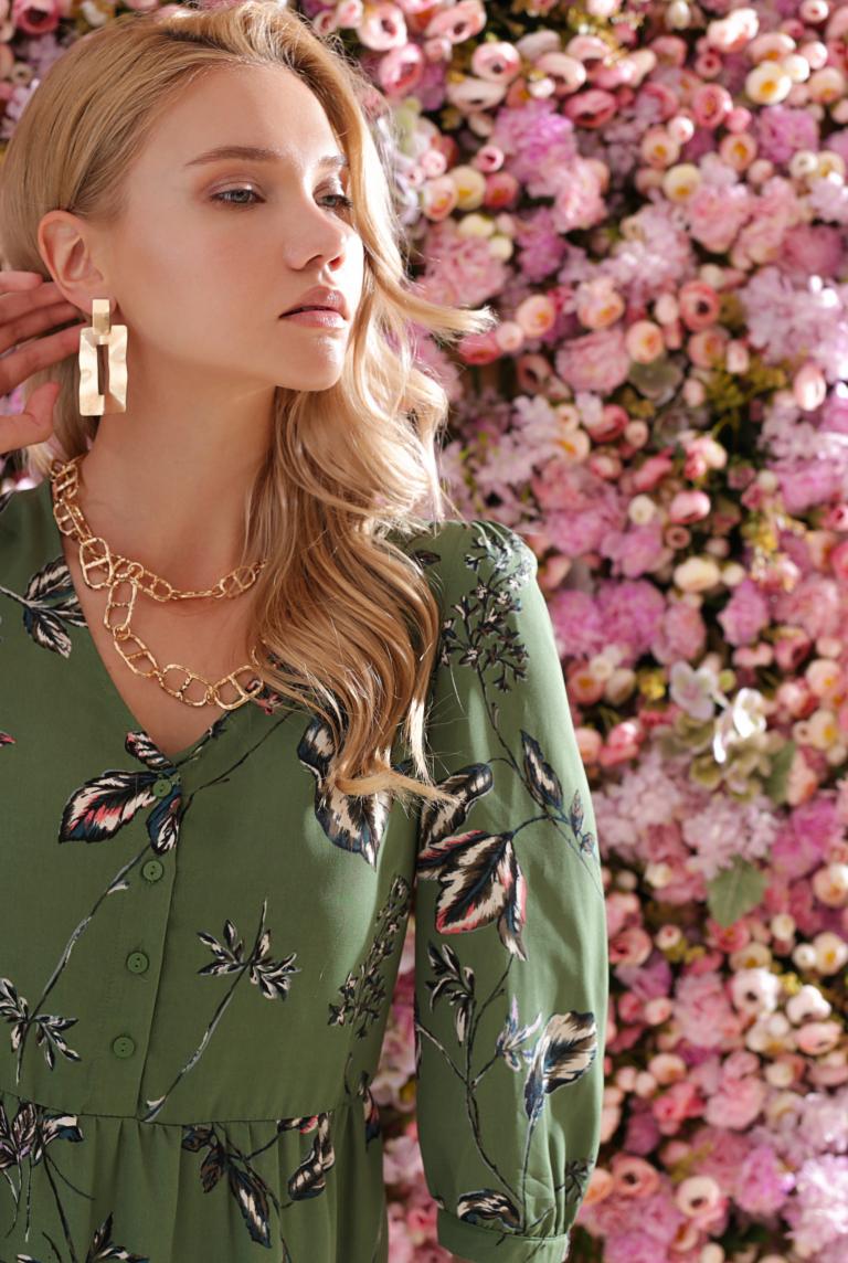 Длинное зеленое платье в цветочек от Vero Moda