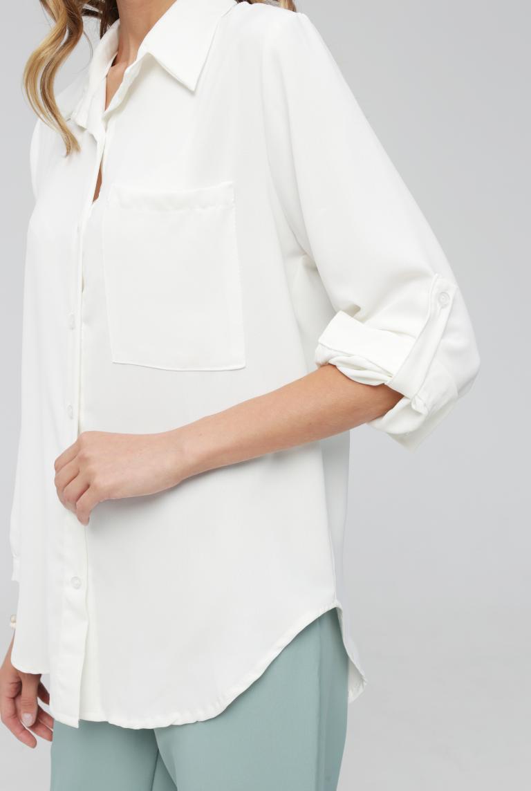 Белая удлиненная блузка от Z ONE