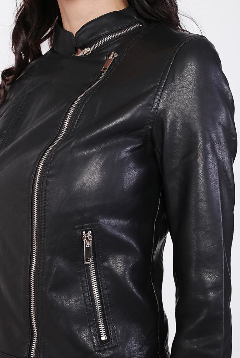 Черная куртка из искусственной кожи от Bludeise 