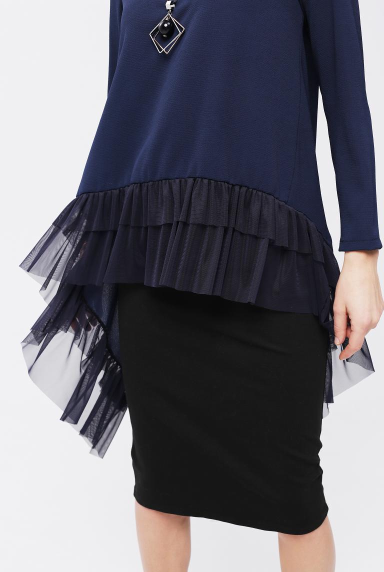 Темно-синяя удлиненная блуза от Stella Marina