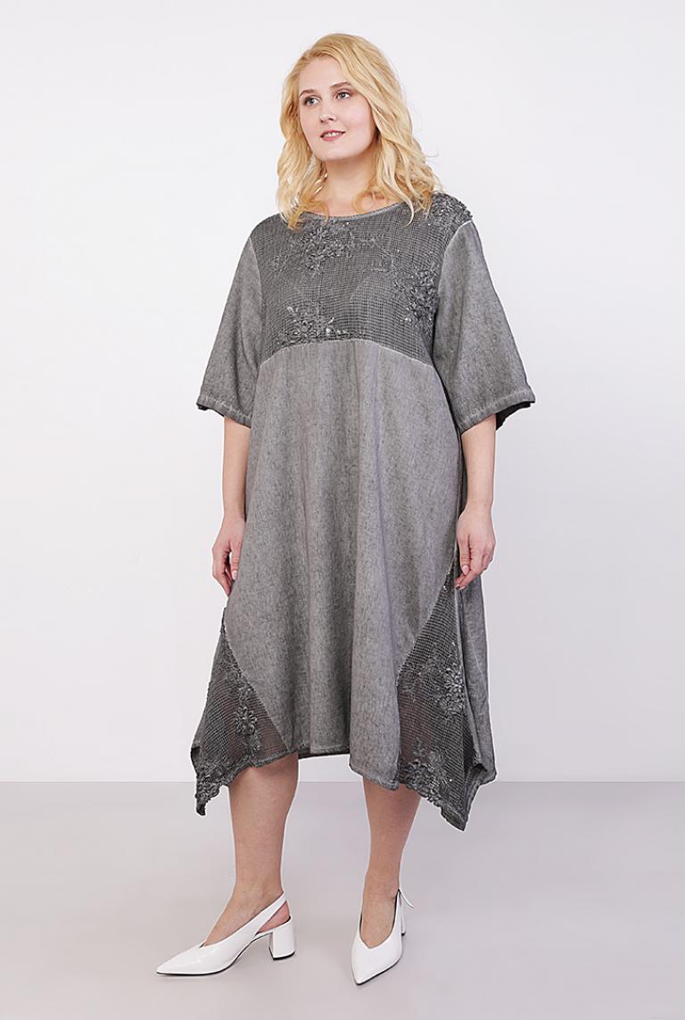 Легкое платье трапеция от New Grinta серого цвета