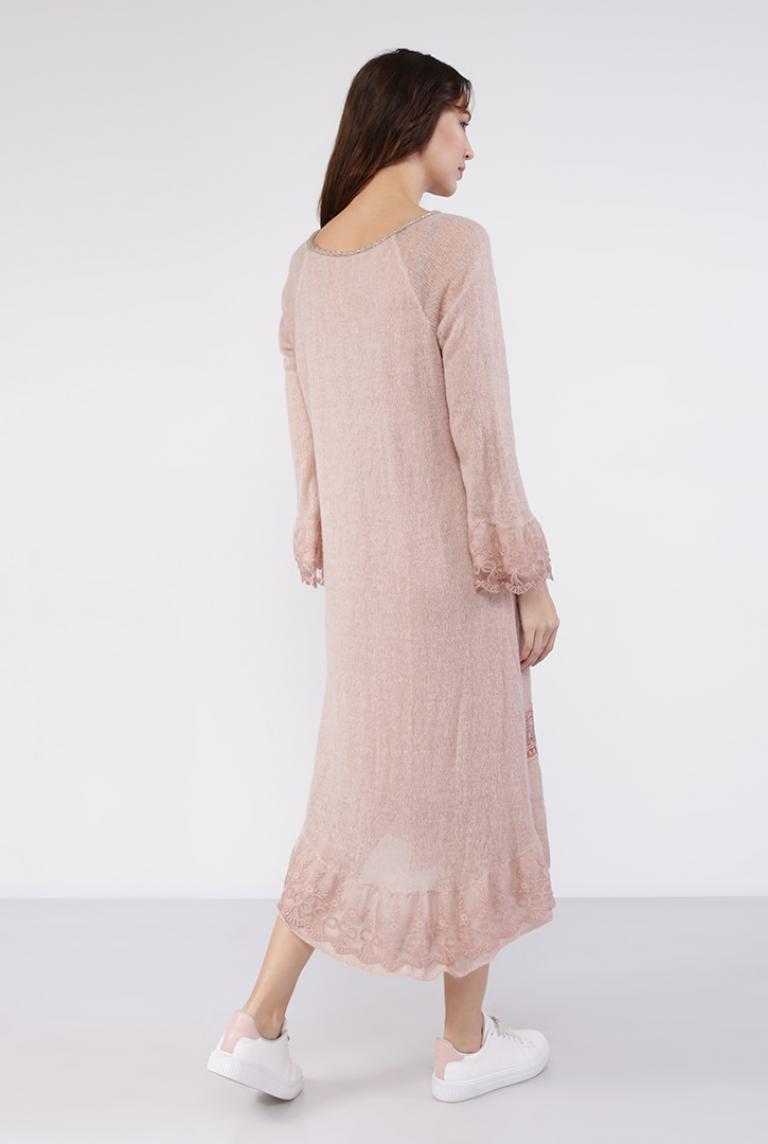 Розовое платье Made in Italy с длинным рукавом