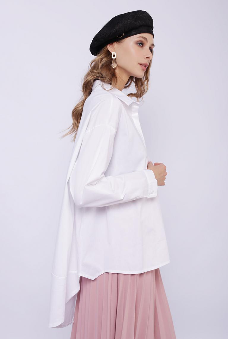 Белая блуза от ZETA OTTO с удлиненной спинкой