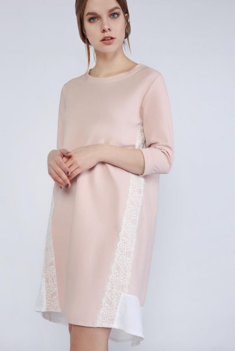 Платье ONE LOVE ассиметричное светло-розовое
