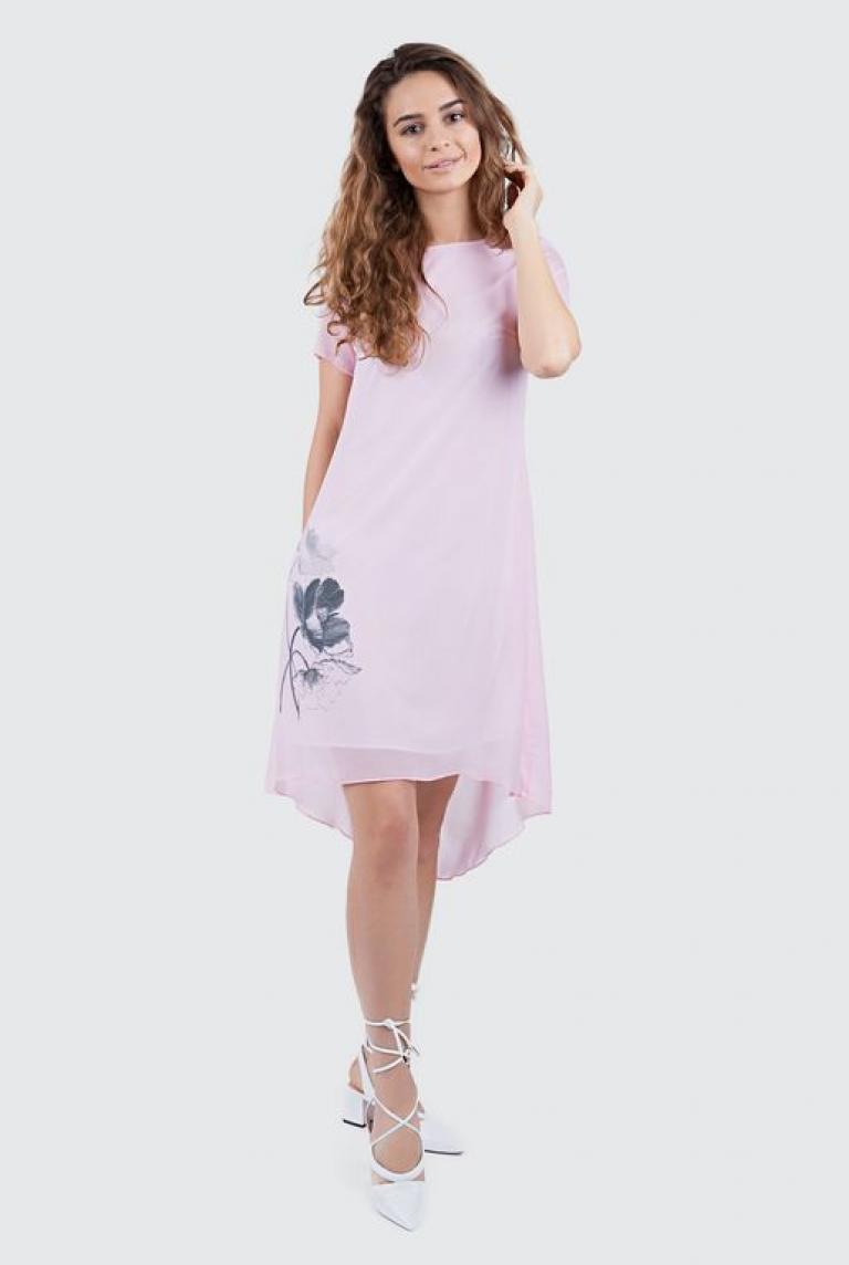 Нежное розовое платье из шифона