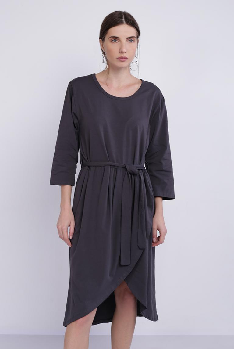 Темно-серое платье Stella Milani из хлопка