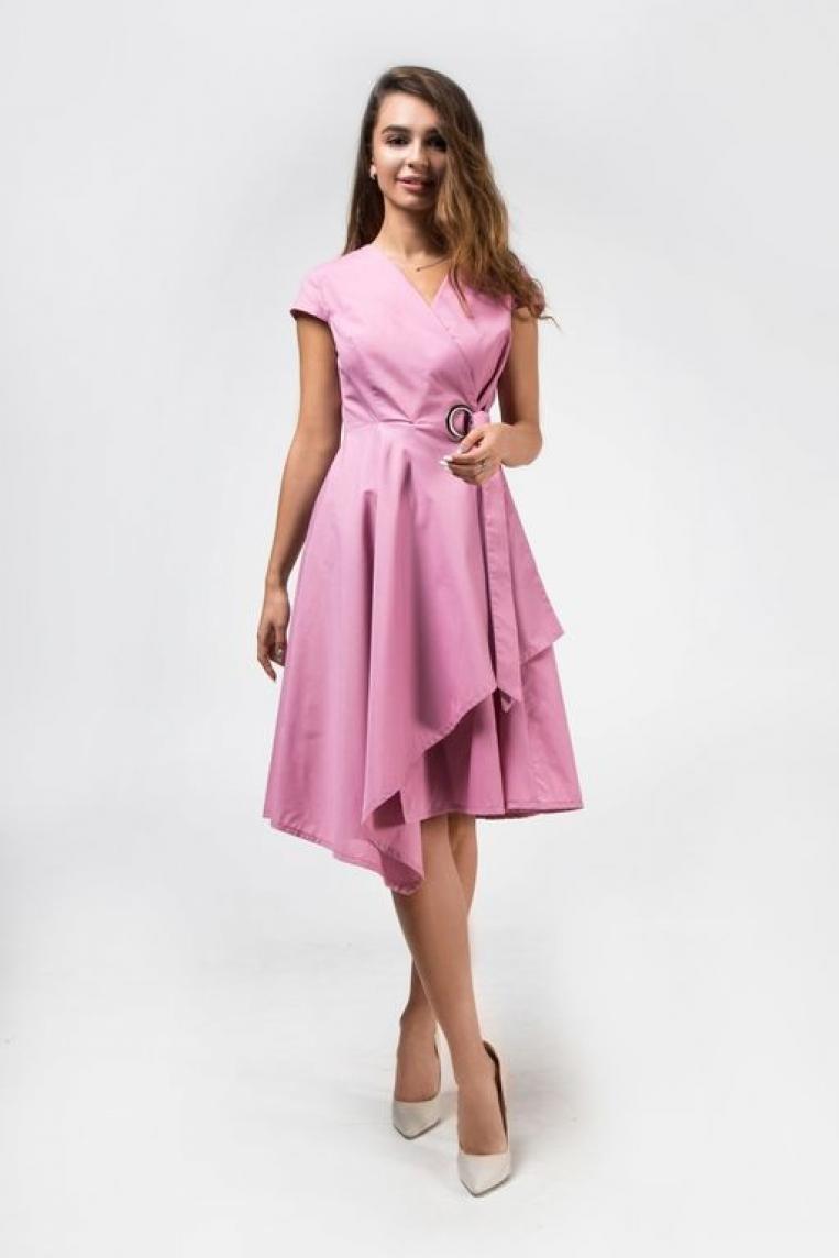 Шикарное розовое платье из натуральной ткани