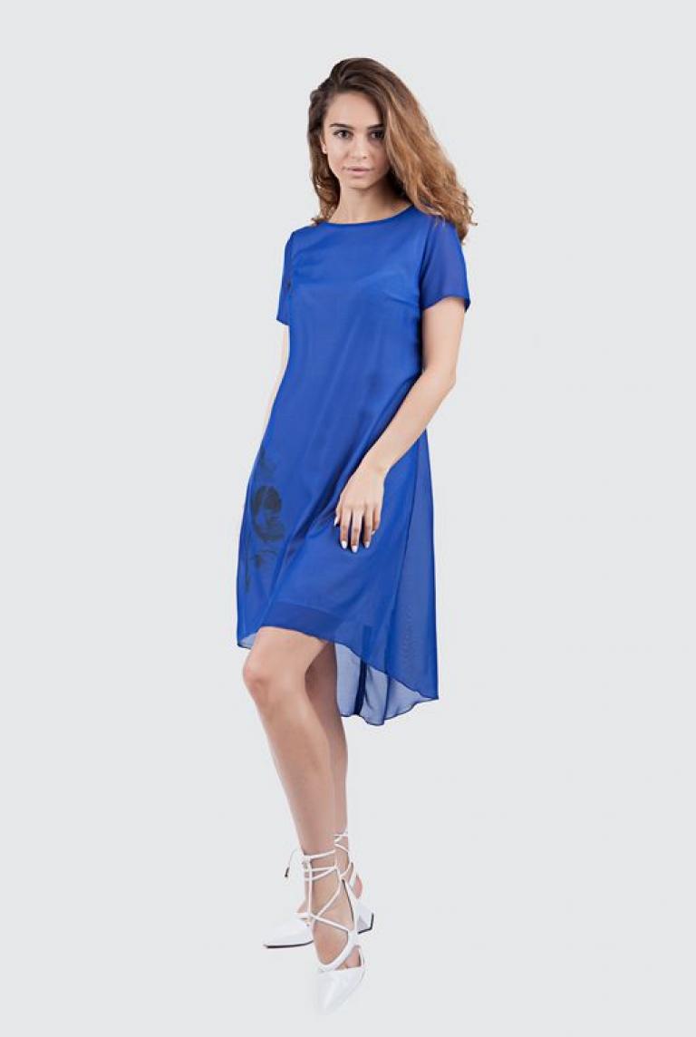 Нежное синее платье из шифона