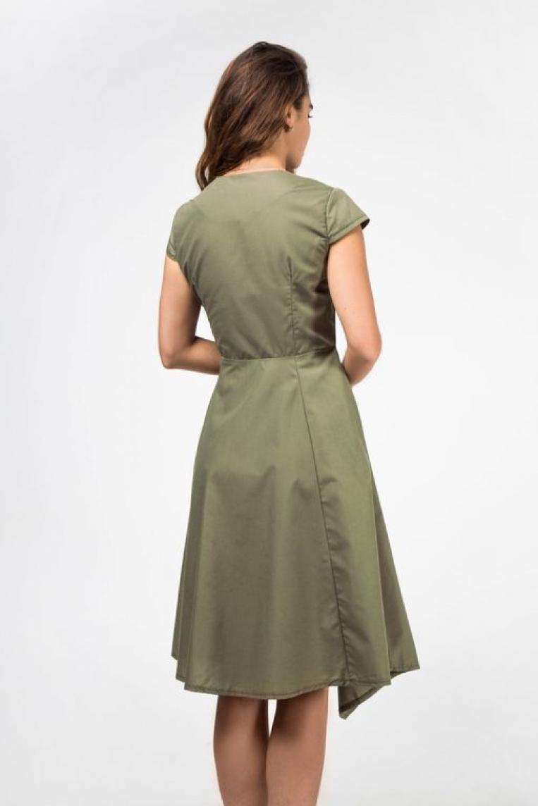 Шикарное болотное платье из натуральной ткани